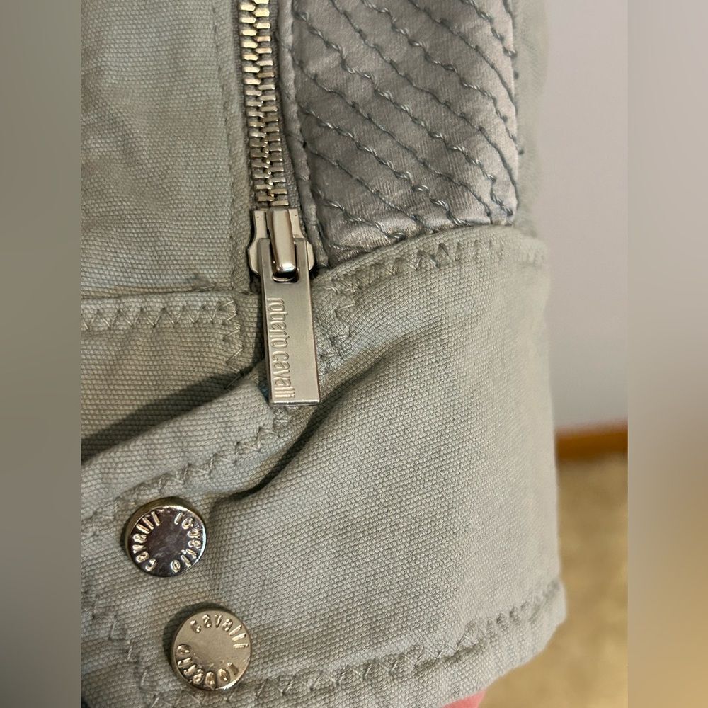 Roberto Cavalli cropped Riding Pants Satin detail Steel Size S $875 - Picture 3 of 15